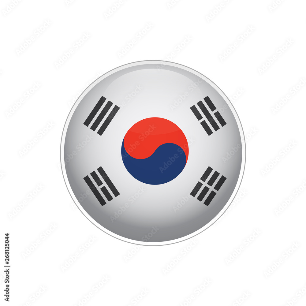 Flag of South Korea. Vector illustration. Icon. 3D. Traditional color. Web, Sport. Flag of South Korea. Vector illustration. Icon. 3D. Traditional color. Web, Sport.