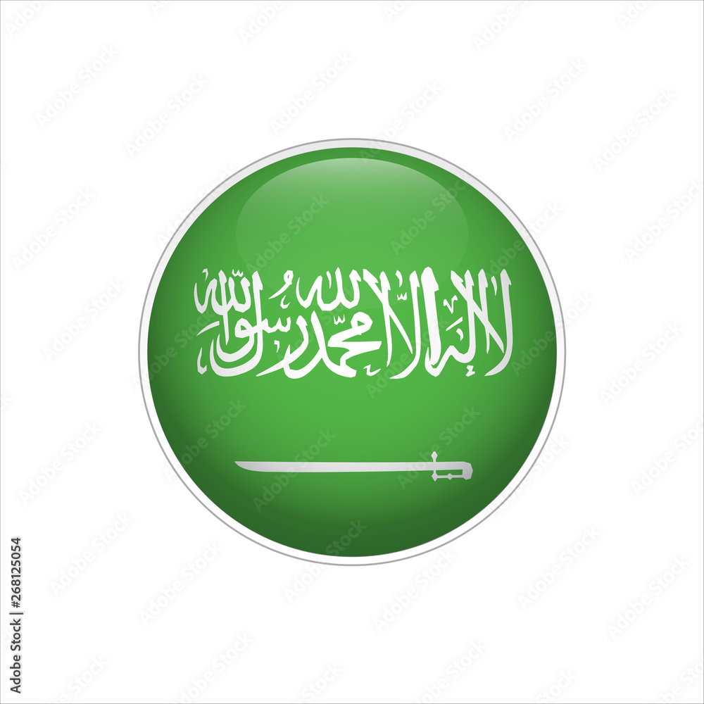 Flag of Saudi Arabia. Vector illustration. Icon. 3D. Traditional color. Web, Sport. Flag of Saudi Arabia. Vector illustration. Icon. 3D. Traditional color. Web, Sport.