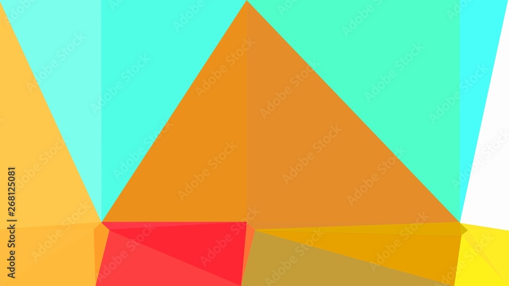 triangle background with golden rod, aqua marine and pastel orange colors. backdrop style composition for poster, cards, wallpaper or texture element