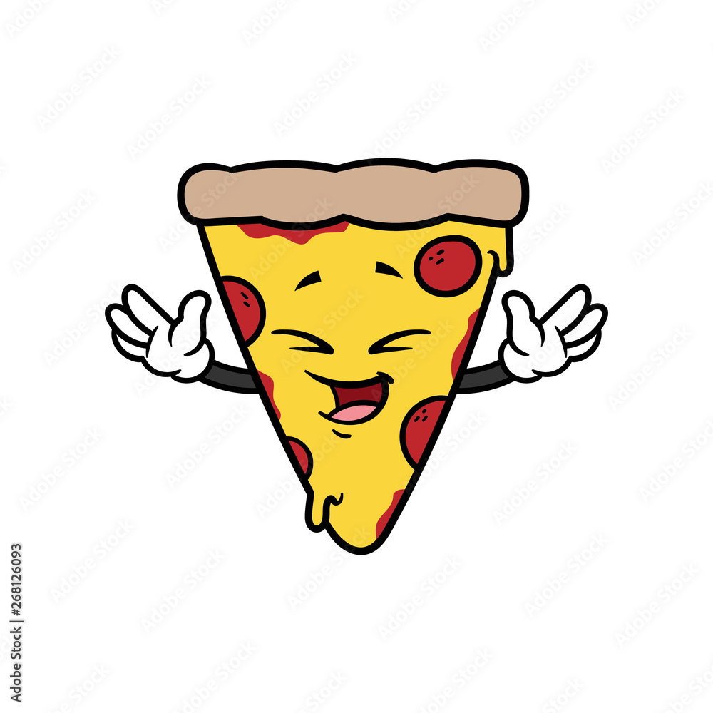 Cartoon Laughing Pizza Character Vector Stock Vector | Adobe Stock