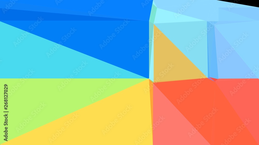geometric dark khaki, dodger blue and tomato color background. for creative poster, cards, wallpaper or texture design