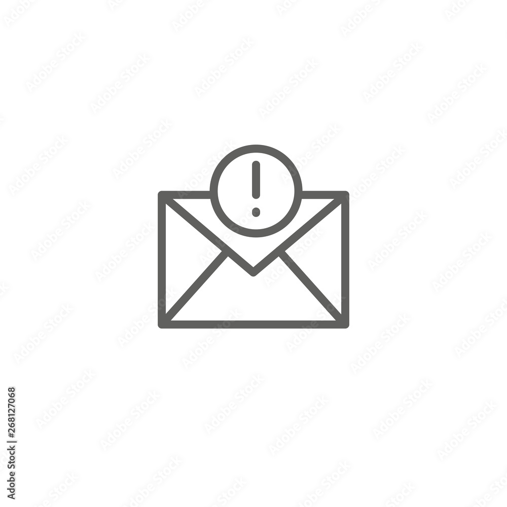 Email marketing campaigns icon with envelope & exclamation point Email marketing campaigns icon with envelope & exclamation point