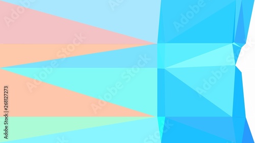abstract geometric background with triangles and pale turquoise, deep sky blue and baby pink colors. for poster, banner, wallpaper or texture