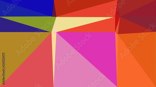 coffee, neon fuchsia and dark blue color background with triangles. triangles style of different size and shape. simple geometric background for poster, cards, wallpaper or texture