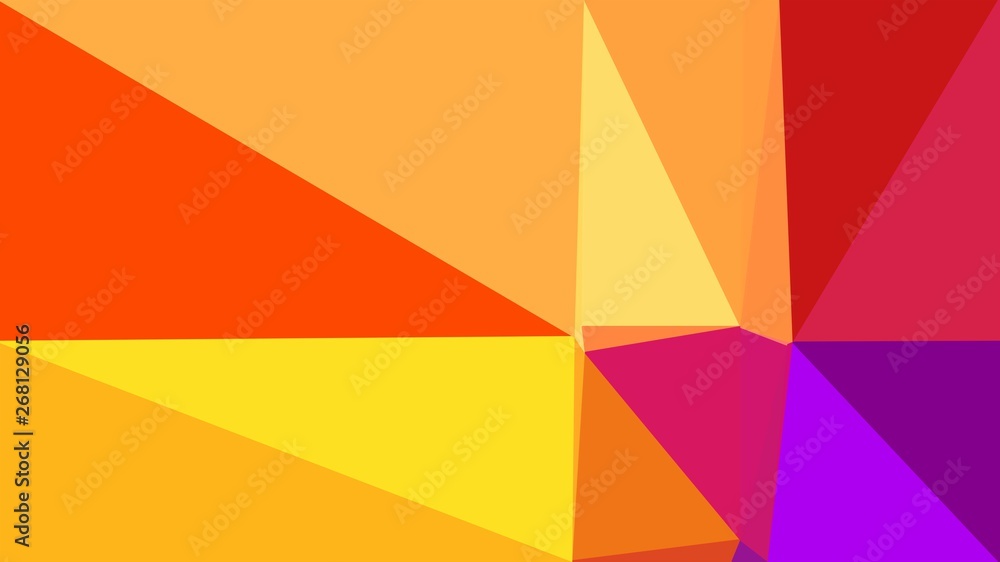abstract geometric background with triangles and crimson, vivid orange and dark violet colors. for poster, banner, wallpaper or texture