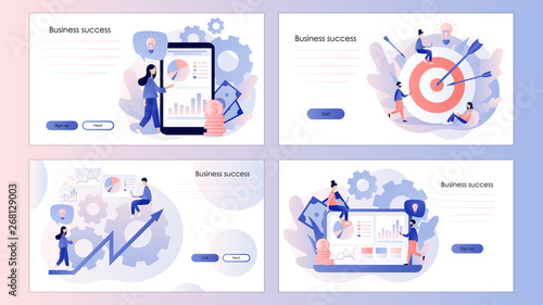 Business success. Screen template for mobile smart phone, landing page, template, ui, web, mobile app, poster, banner, flyer. Flat style. Vector illustration