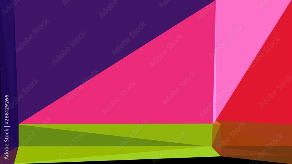 very dark violet, yellow green and deep pink colored contemporary art. simple geometric shape background for poster, banner, wallpaper or texture