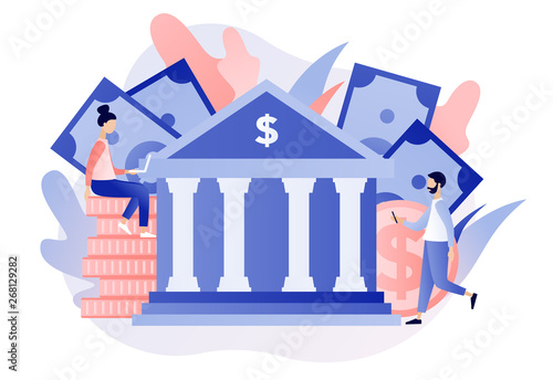 Online banking. Flat cartoon style. Vector illustration