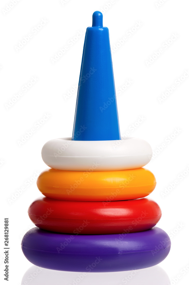 Pyramid build from colorful plastic rings, isolated on white background. Pyramid build from colorful plastic rings, isolated on white background.