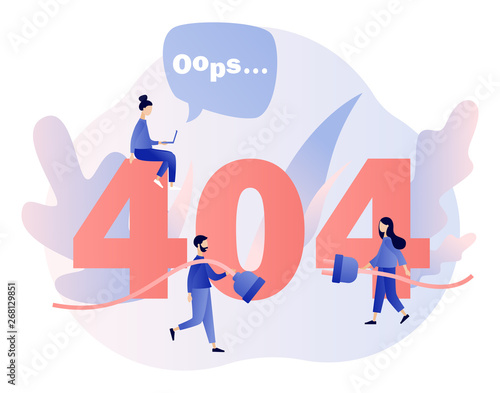 Concept 404 Error Page. Flat cartoon style. Vector illustration