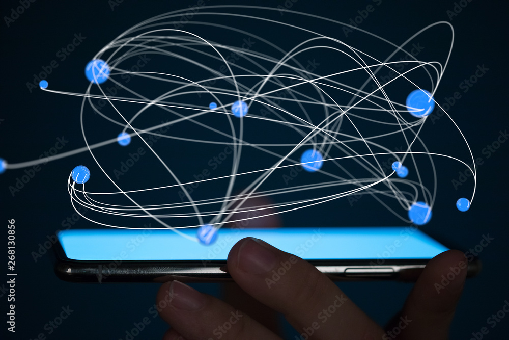 Data technology illustration. Abstract futuristic background. Wave with connecting dots and lines on dark background. Wave of particles. Data technology illustration. Abstract futuristic background. Wave with connecting dots and lines on dark background. Wave of particles.