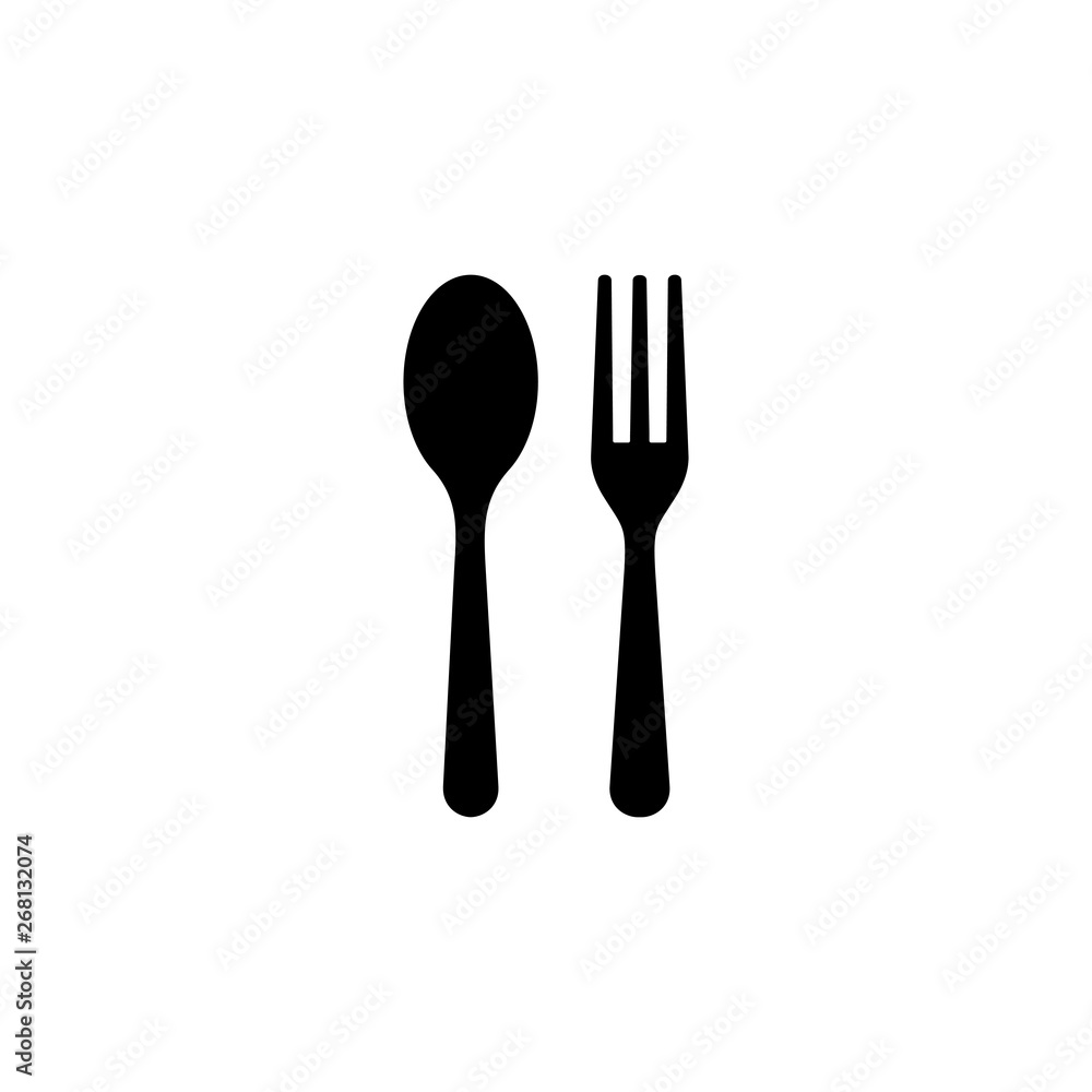 Spoon and fork, eat, restaurant, symbol icon vector Spoon and fork, eat, restaurant, symbol icon vector