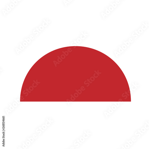 red semicircle basic simple shapes isolated on white background, geometric semicircle icon, 2d shape symbol semicircle, clip art geometric semicircle shape for kids learning