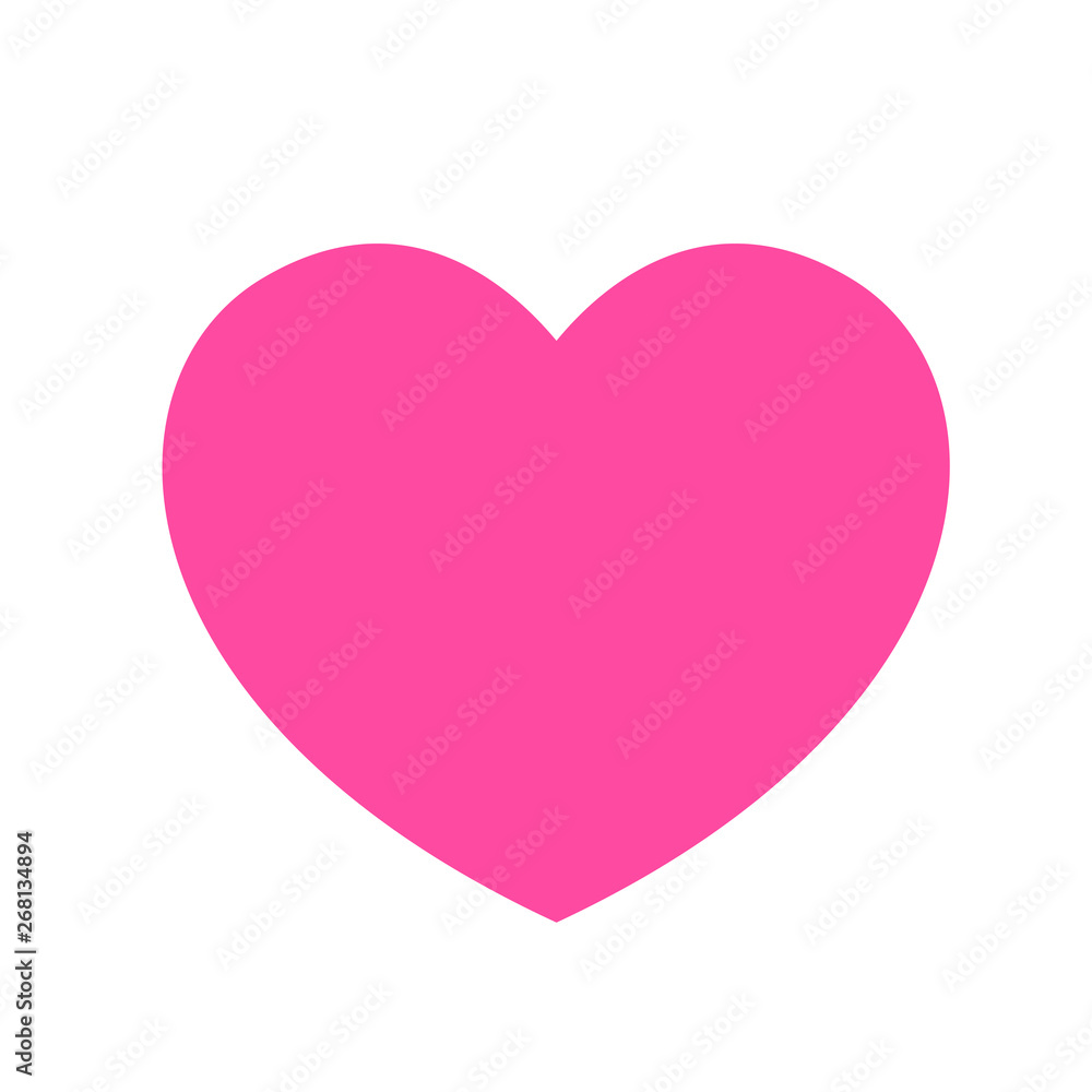 pink heart basic simple shapes isolated on white background, geometric heart icon, 2d shape symbol heart, clip art geometric heart shape for kids learning