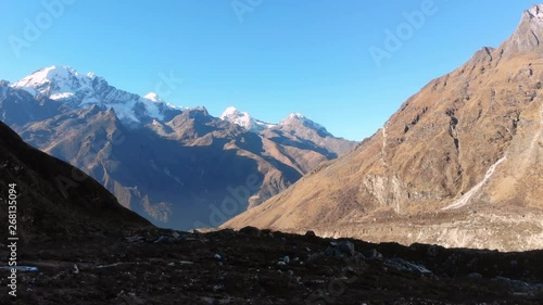 4k aerial fly through Langtang Valley in Nepal photo