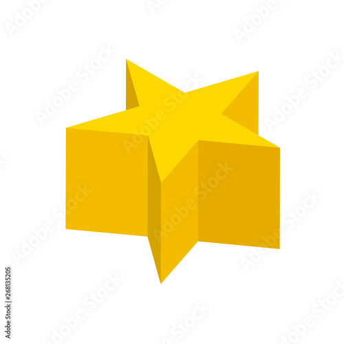 yellow pentagram mic prism basic simple 3d shapes isolated on white background, geometric pentagram mic prism icon, star 3d shape symbol, clip art geometric star shape for kids learning