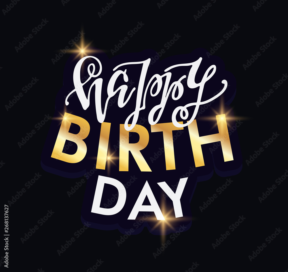 Happy birthday to you - cute lettering label art banner.  Template birthday poster for invitation party.