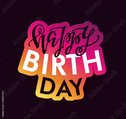 Happy birthday to you - cute lettering label art banner.  Template birthday poster for invitation party. © jane55