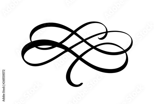 Vector calligraphy element flourish. Hand drawn divider for page decoration and frame design illustration swirl ornament. Decorative for wedding cards and invitations