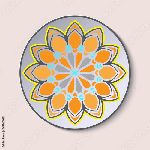 Plate with geometric ornament in abstract style. Classic plate with ornament, great design for any purposes. Vector isolated illustration. Abstract vector background
