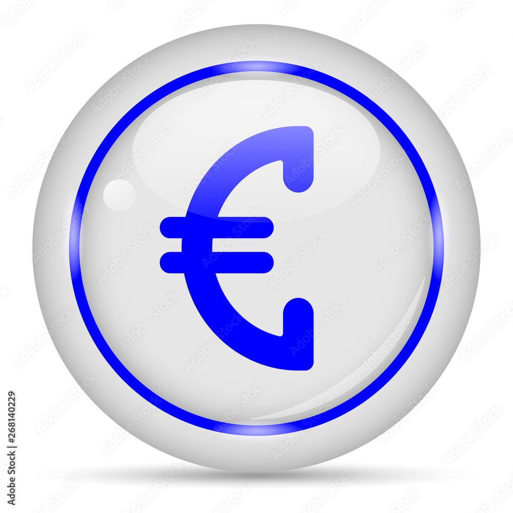 Euro icon. White glossy round vector icon in eps 10. Editable modern design internet button on white background. Euro icon. White glossy round vector icon in eps 10. Editable modern design internet button on white background.