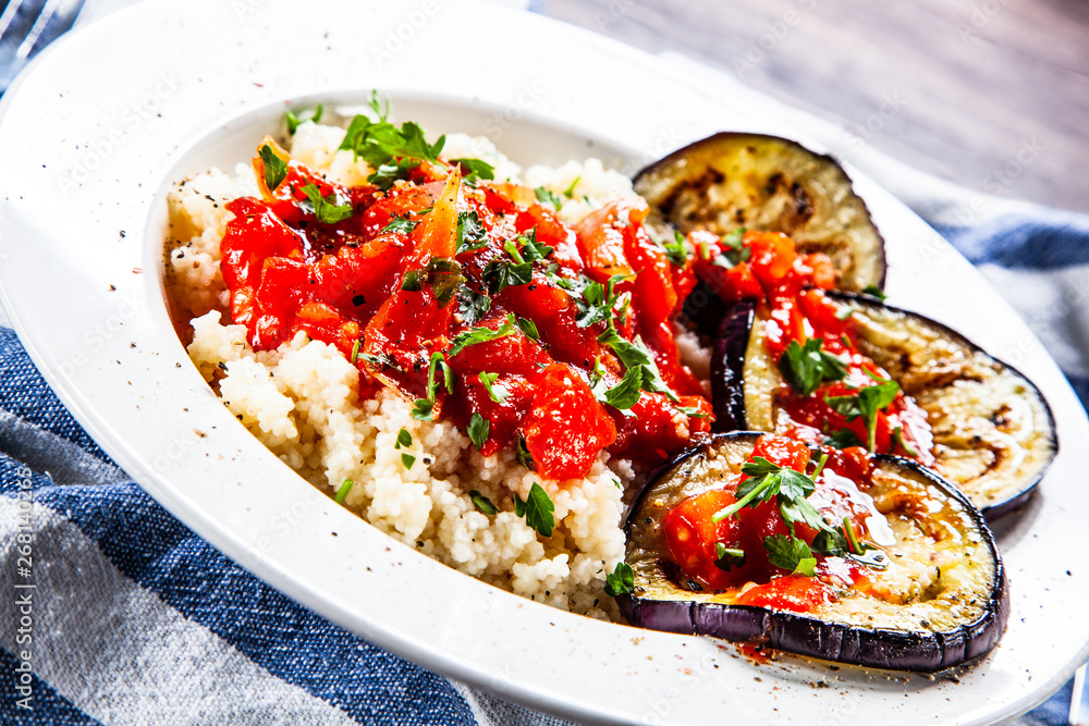 Couscous with sauce and vegetables Couscous with sauce and vegetables