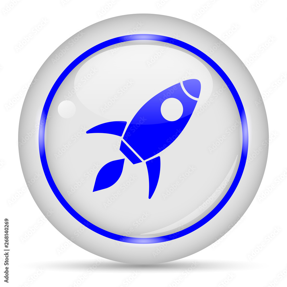 Fototapeta premium Rocket icon. White glossy round vector icon in eps 10. Editable modern design internet button on white background.