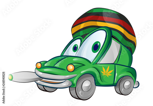 jamaican car cartoon isolated on white background