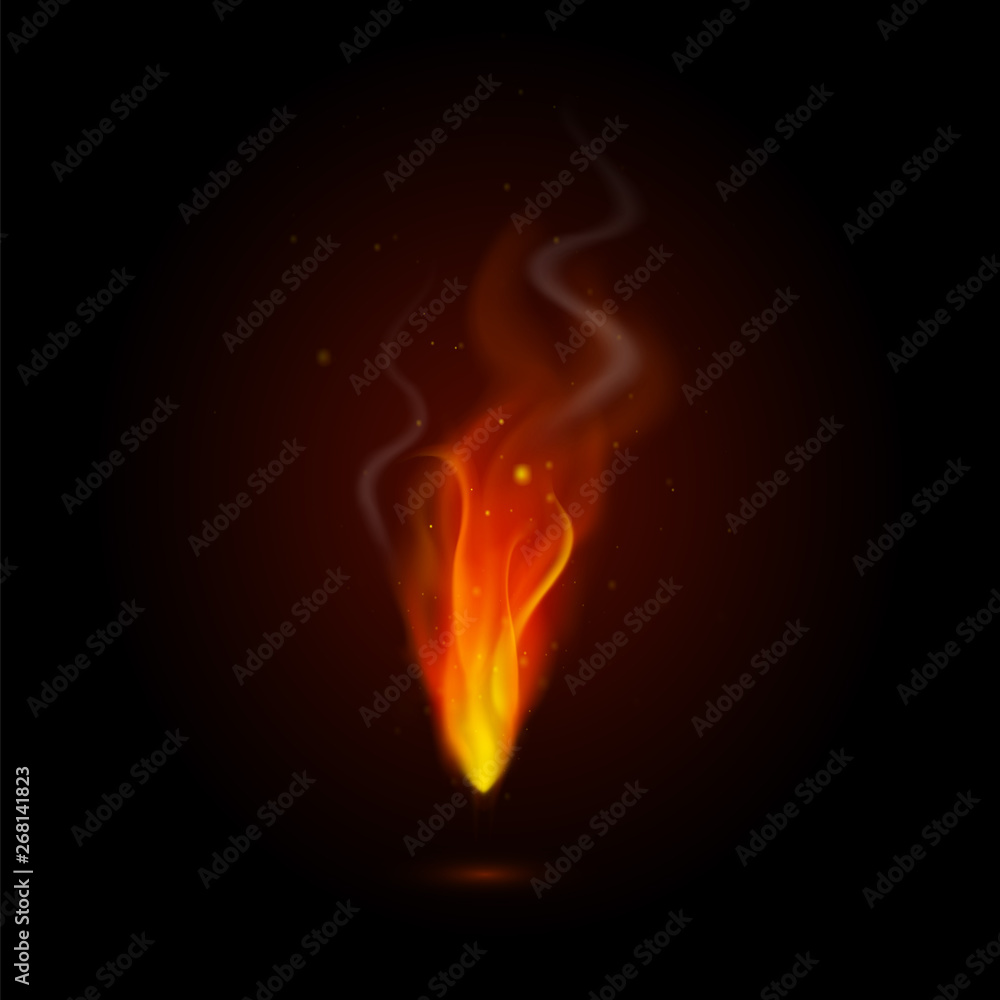 Realistic flame burning with fire sparkles Realistic flame burning with fire sparkles
