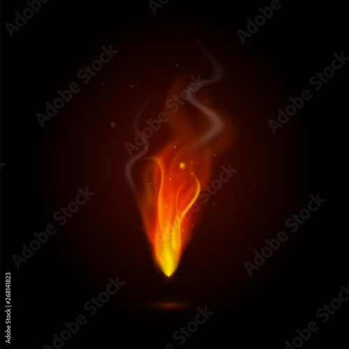 Realistic flame burning with fire sparkles