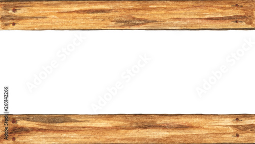 Old wood plank with space for text. Watercolor painting.