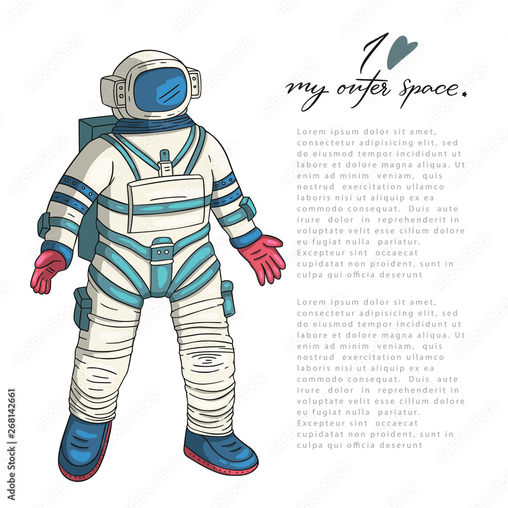 Astronaut, vector illustration. Comonaut card for print and web. Template with comic sign with a spaseman among constellations and inspiration lettering space quote and place for your text. Traveler Astronaut, vector illustration. Comonaut card for print and web. Template with comic sign with a spaseman among constellations and inspiration lettering space quote and place for your text. Traveler