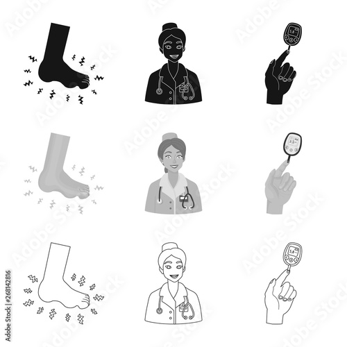 Vector design of diet and treatment  symbol. Set of diet and medicine stock vector illustration.