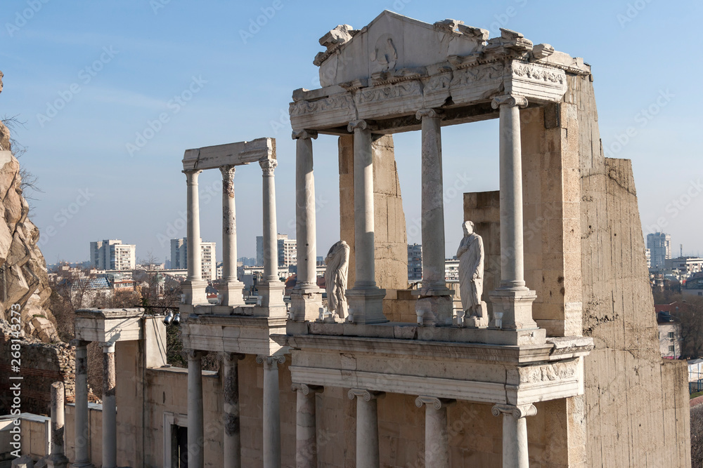 Obraz premium Ruins of Ancient Roman theatre of Philippopolis in city of Plovdiv, Bulgaria