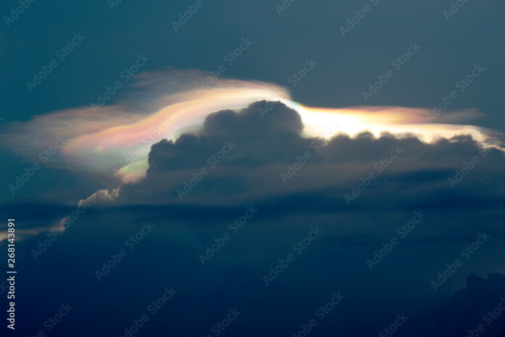 rainbow cloud on the blue sky