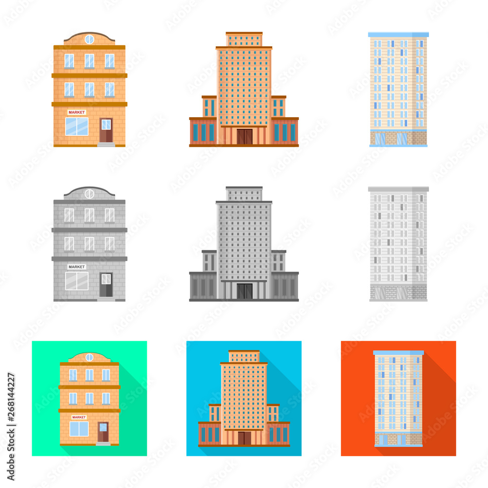 Isolated object of municipal and center logo. Collection of municipal and estate   stock vector illustration.