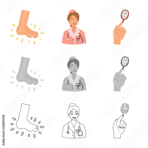 Isolated object of diet and treatment  logo. Collection of diet and medicine stock vector illustration.