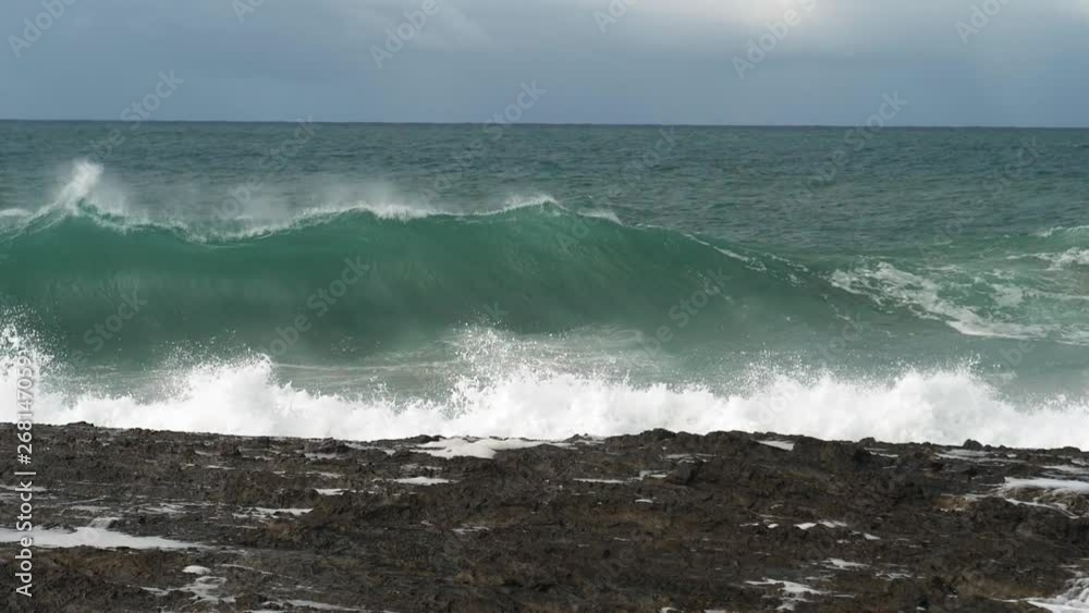 Sea waves slow motion from the shore Sea waves slow motion from the shore