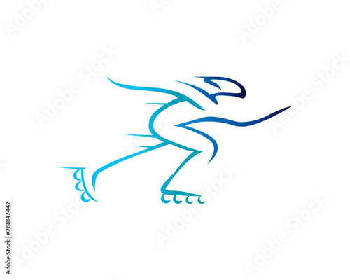 Professional Inline Skate Logo In White Isolated Background