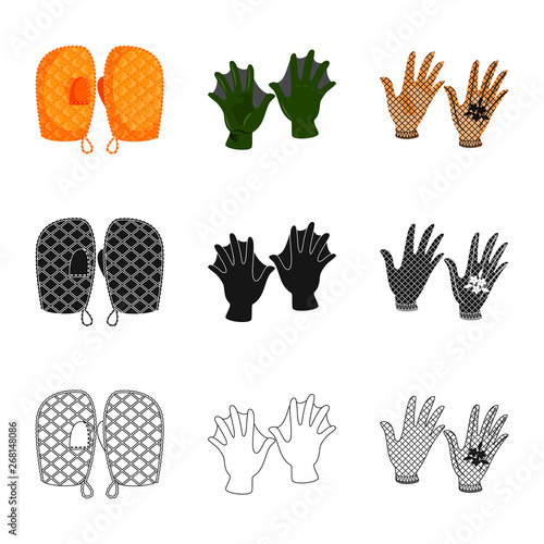 Vector design of silhouette and safety icon. Set of silhouette and comfort vector icon for stock.