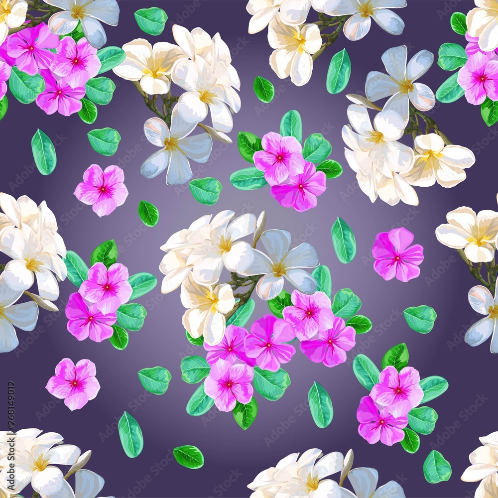 Flower seamless pattern with plumeria -vector Flower seamless pattern with plumeria -vector