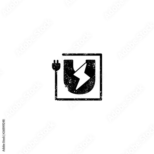 flash logo initial u symbol electrical vector icon element isolated