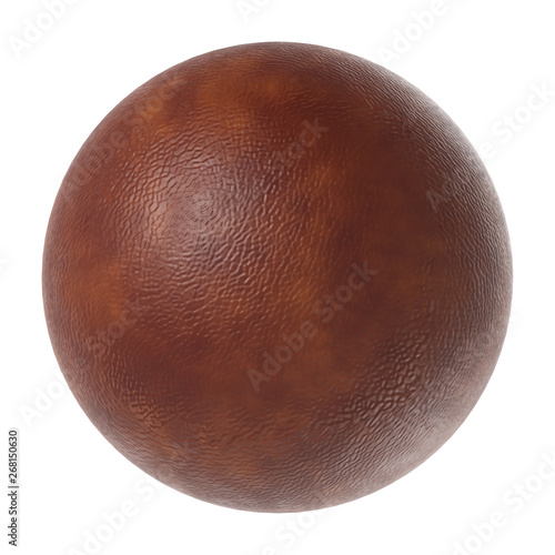 Brown leather ball isolated on white background.