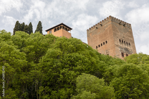 Free transit areas in the outdoor gardens of the Alhambra in Granada, Spain