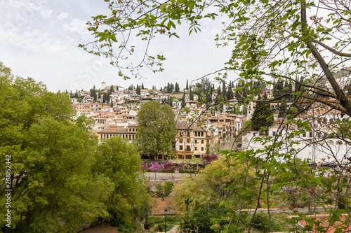 Free transit areas in the outdoor gardens of the Alhambra in Granada, Spain