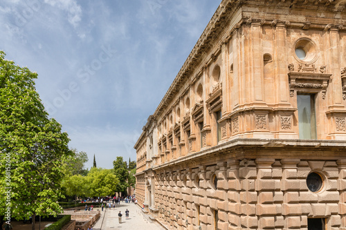 Free transit areas in the outdoor gardens of the Alhambra in Granada, Spain