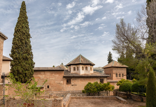 Free transit areas in the outdoor gardens of the Alhambra in Granada, Spain