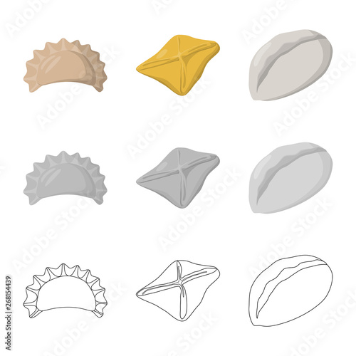 Vector illustration of products  and cooking sign. Collection of products  and appetizer stock vector illustration.
