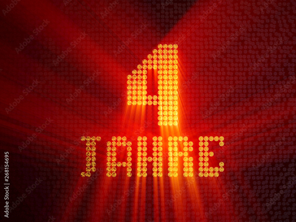 German golden number four years. 3D render German golden number four years. 3D render