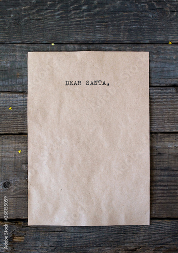 text dear santa letter rustic